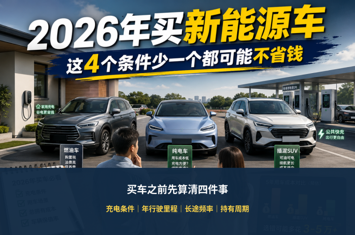 2026年买新能源车，先别只看降价：这四个条件少一个都可能不省钱