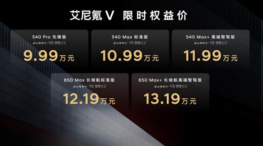 艾尼氪V五款车型限时权益价