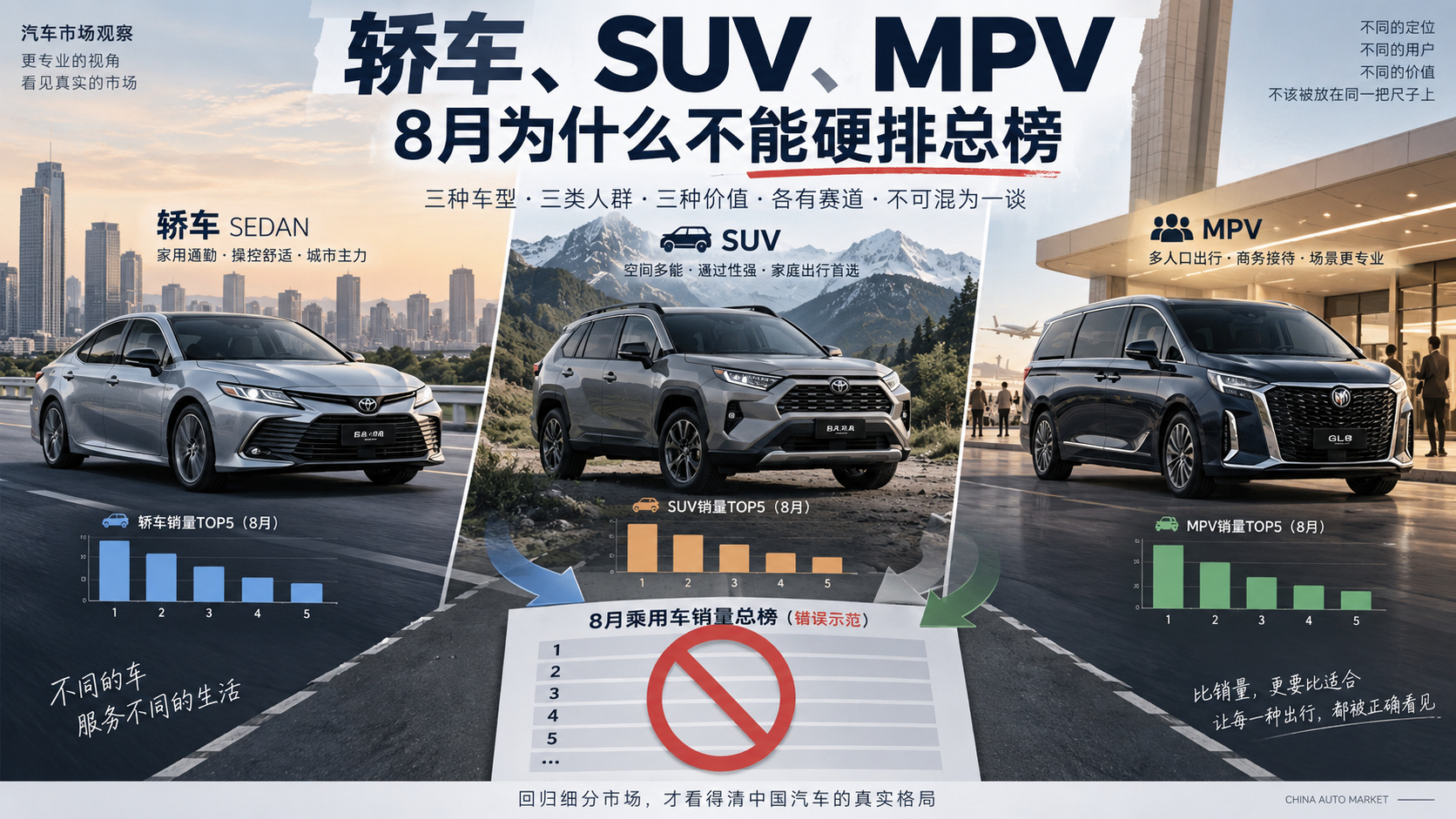 轿车、SUV、MPV，8月为什么不能硬排总榜