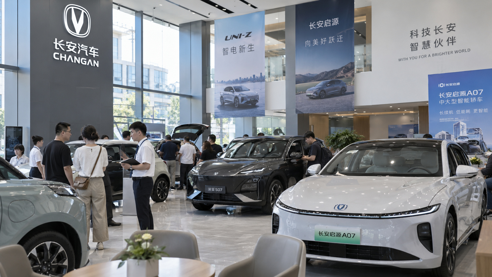 新能源展厅场景示意(AI生成,非长安实际门店或活动现场)。